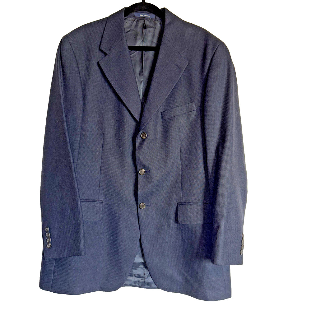 Ralph Lauren Sz 44T Men's Navy Blue Wool Sport Coat Blazer Big & Tall